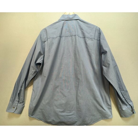 Calvin Klein & Co. Mens Dress Shirt Size L Blue Striped Long-Sleeve Workwear - Picture 9 of 12